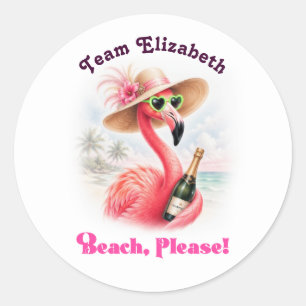 Sticker Rond Équipe de la mariée flamant rose enterrement de vi