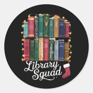 Sticker Rond Équipe de lecture de la bibliothèque de Noël amate