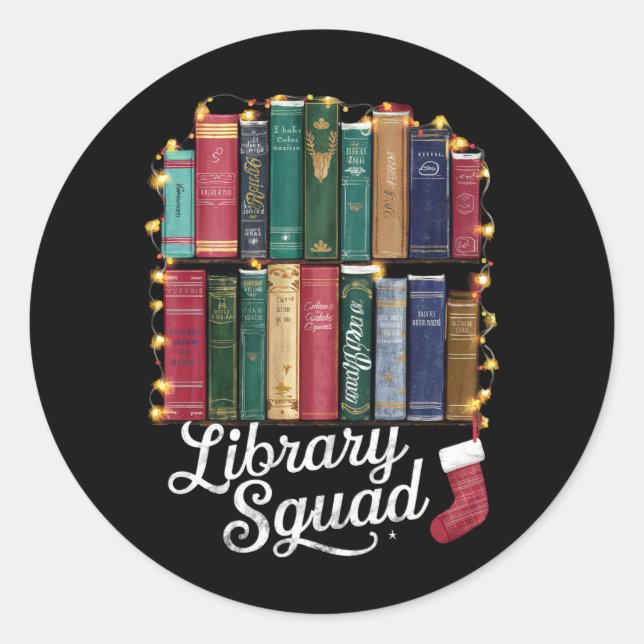 Sticker Rond Équipe de lecture de la bibliothèque de Noël amate (Devant)