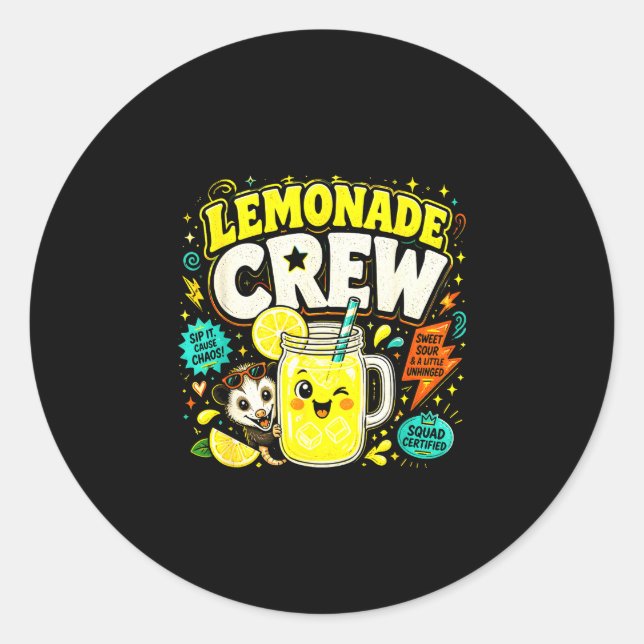 Sticker Rond Équipe de limonade drôle enfants mignons stand de  (Devant)