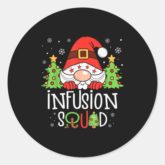 Sticker Rond Équipe de l'infirmière en perfusion Santa Stethosc (Devant)