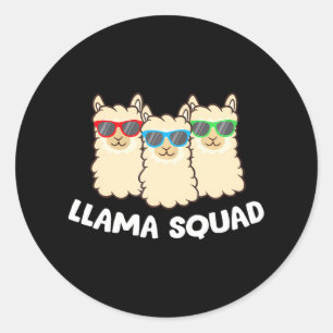 Sticker Rond Équipe de Llama Llama Couches de soleil assorties