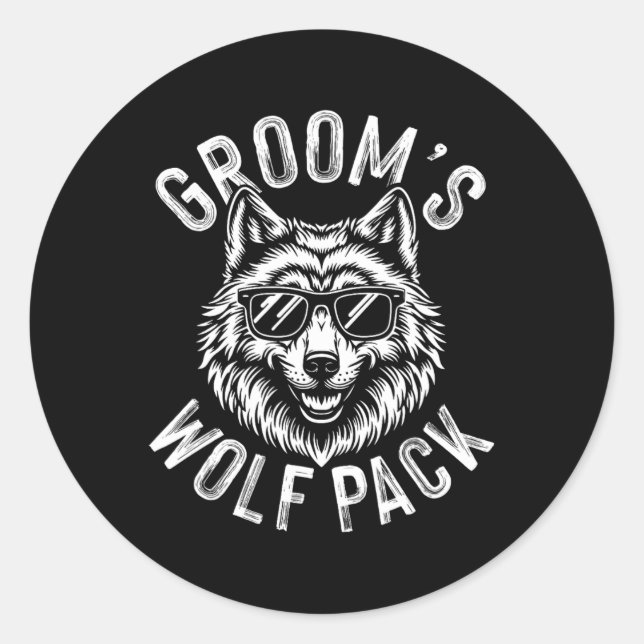 Sticker Rond Équipe de loups du marié Garçons d'honneur Enterre (Devant)