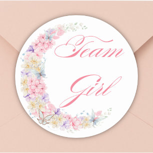 Sticker Rond équipe de lune rose pastel fille baby shower