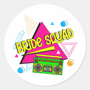 Sticker Rond Équipe de mariée des années 90 Crew Retro Mariée D