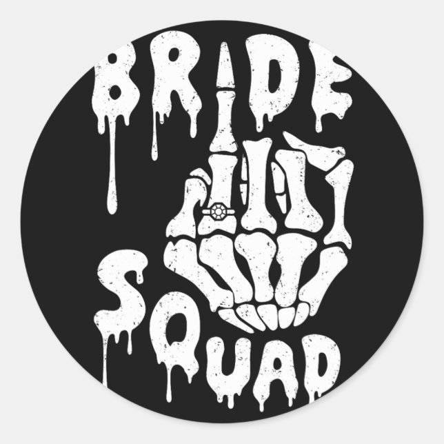 Sticker Rond Équipe de mariée squelette main drôle Halloween cé (Devant)