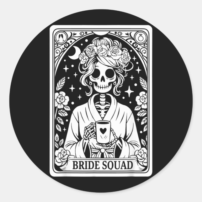 Sticker Rond Équipe de mariée squelette mariage enterrement de  (Devant)