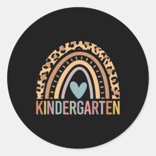 Sticker Rond Équipe de maternelle arc-en-ciel filles garçons en