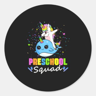 Sticker Rond Équipe de maternelle licorne narval équipe pré-mat