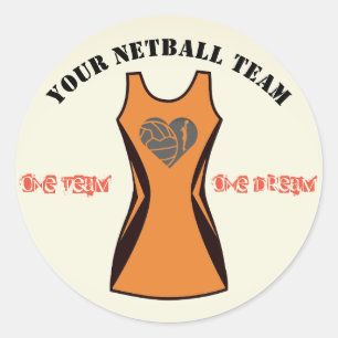Sticker Rond Équipe de net-ball personnalisée par couleur