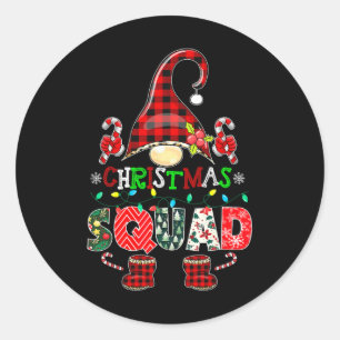 Sticker Rond Équipe de Noël Drôle Xmas Gnome Famille Rapprocher