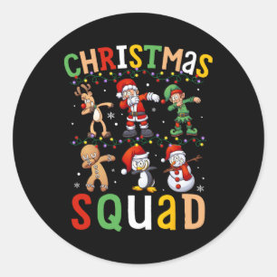 Sticker Rond Équipe de Noël Père Noël Dabbing Elf Family Corres