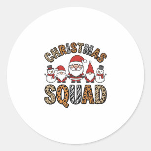 Sticker Rond Équipe de Noël Santa Bonhomme de neige Imprimé Léo
