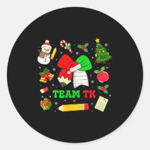 Sticker Rond Équipe de nœud coquette Tk Noël transitionnel mate