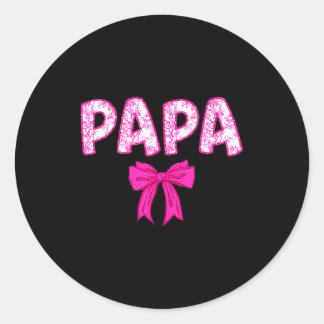 Sticker Rond Équipe de papa anniversaire arc rose famille
