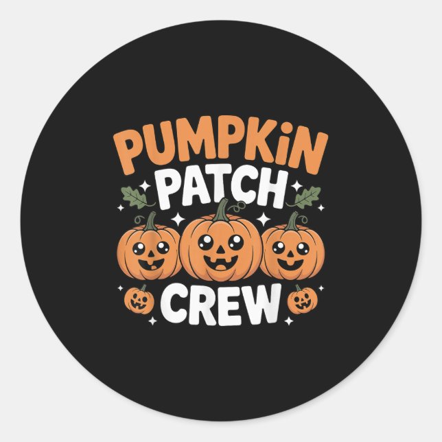 Sticker Rond Équipe de patch de citrouille tenue familiale asso (Devant)