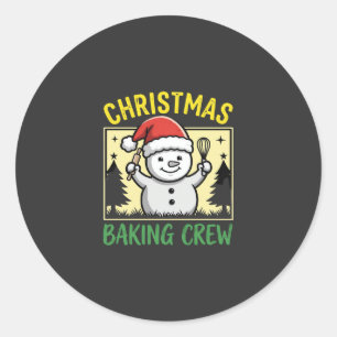 Sticker Rond Équipe de pâtisserie de Noël Bonhomme de neige de 