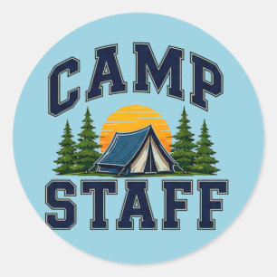 Sticker Rond Équipe de personnel de camp dactylographie 👕
