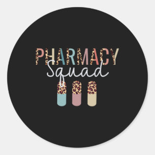 Sticker Rond Équipe De Pharmacie Avec Empreinte de léopard Pour
