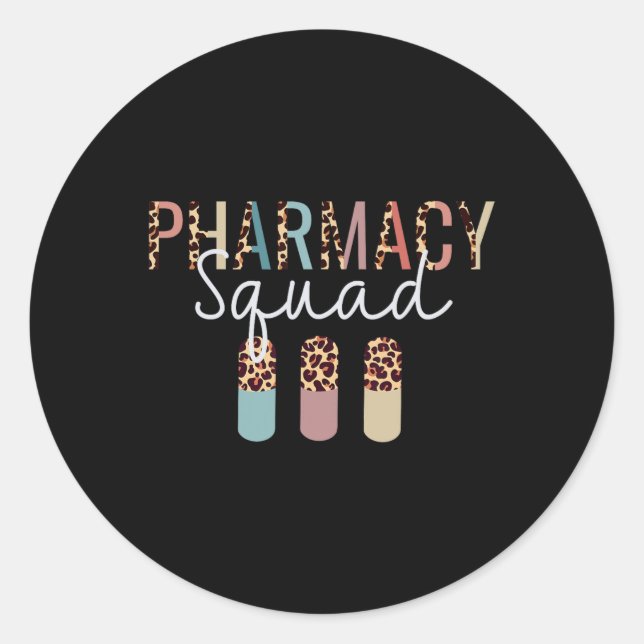 Sticker Rond Équipe De Pharmacie Avec Empreinte de léopard Pour (Devant)