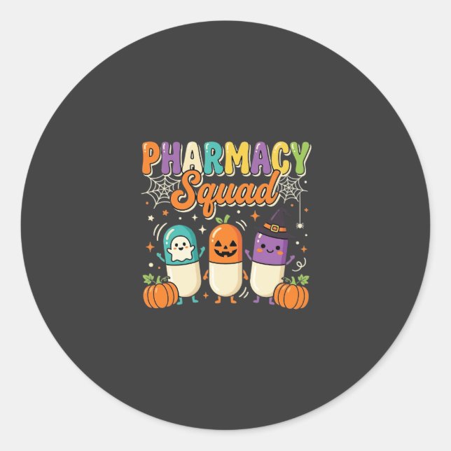 Sticker Rond Équipe de pharmacie Halloween Ghost Pills Design_1 (Devant)
