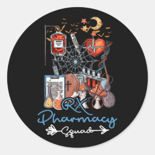 Sticker Rond Équipe De Pharmacie Halloween Pilules De Pharmacie