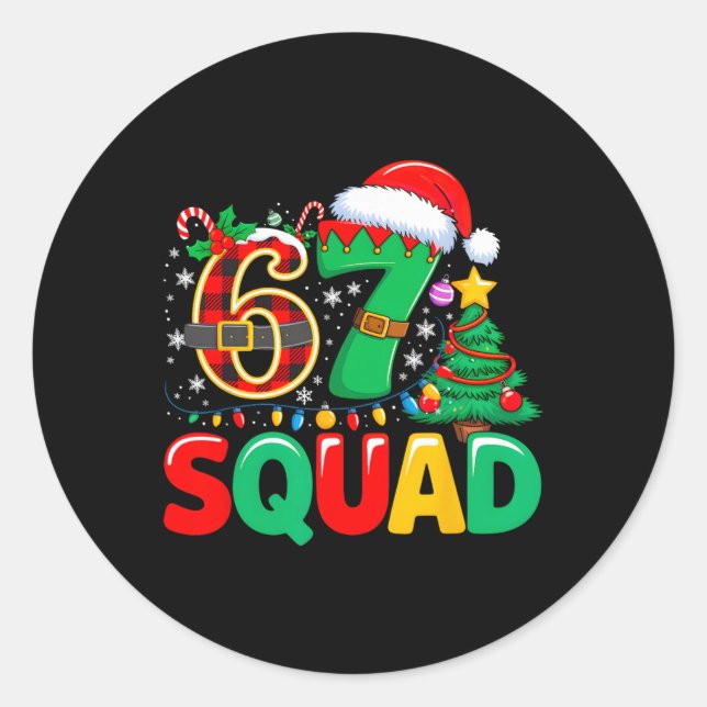 Sticker Rond Équipe de professeurs de la 67e brigade Noël drôle (Devant)