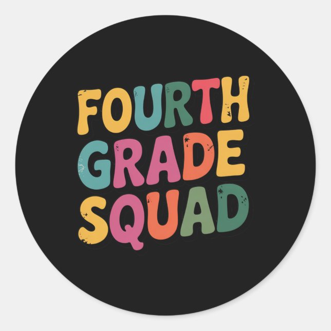 Sticker Rond Équipe de quatrième année 4e équipage d'enseignant (Devant)