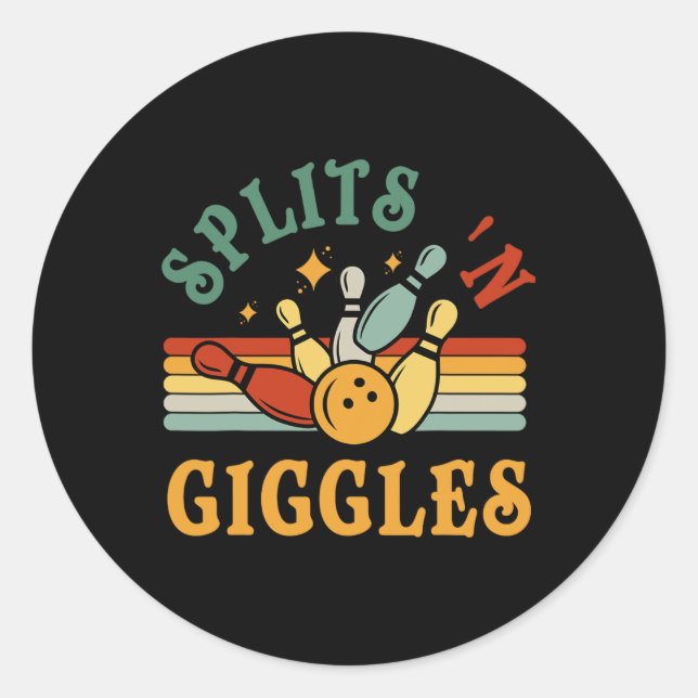 Sticker Rond Équipe de quilles Funny Splits n Giggles Hommes Fe (Devant)