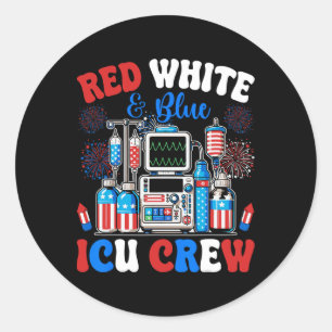 Sticker Rond Équipe de réanimation Rouge Blanc Bleu Feux d'arti