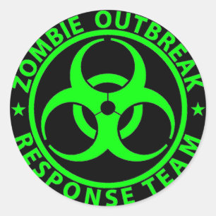 Sticker Rond Équipe de réponse à une épidémie de zombies vert n