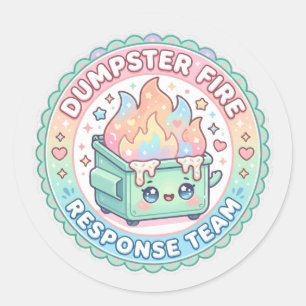 Sticker Rond équipe de réponse aux incendies de poubelle kawaii