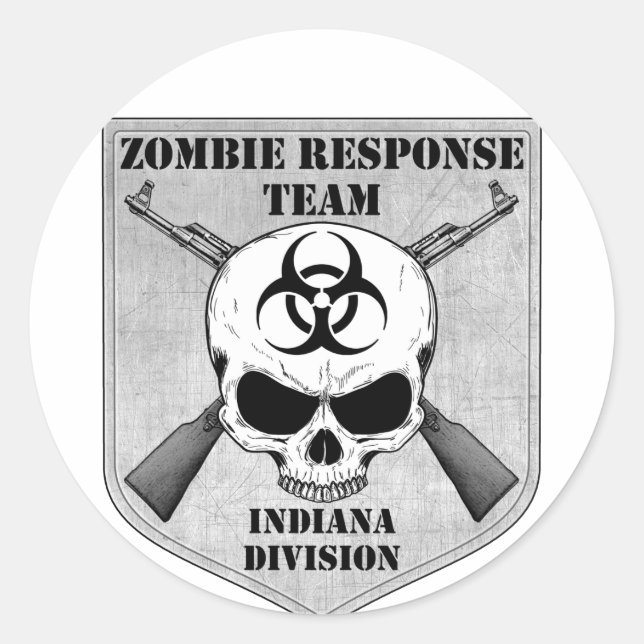 Sticker Rond Équipe de réponse de zombi : Division de l'Indiana (Devant)