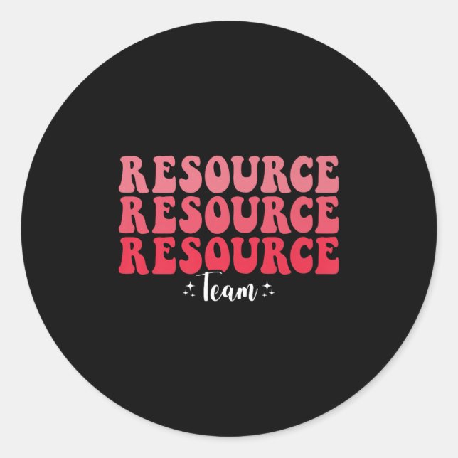 Sticker Rond Équipe de ressources super Enseignant de l'enseign (Devant)
