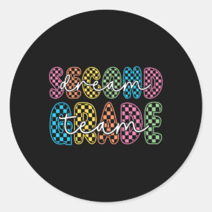Sticker Rond Équipe de rêve de 2e année Enseignant Première jou