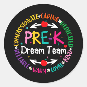 Sticker Rond Équipe de rêve pré-maternelle retour à l'école amo