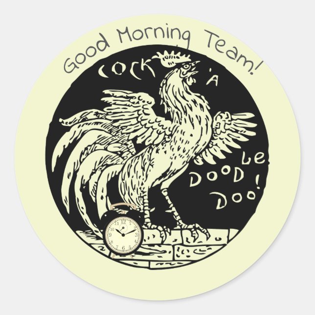 Sticker Rond Équipe de Rooster Happy Morning | (Devant)