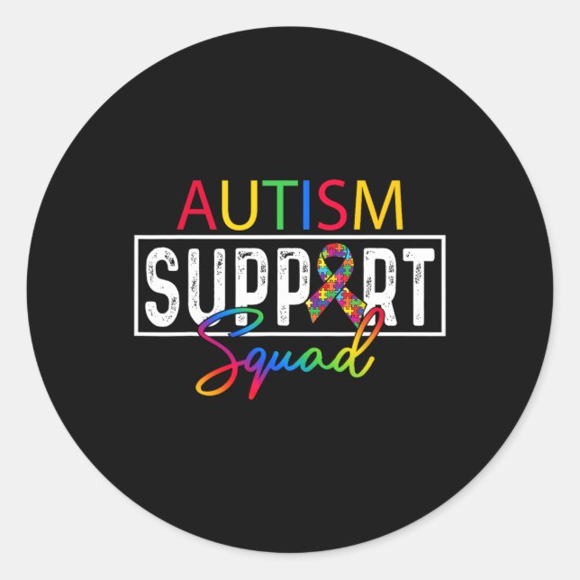 Sticker Rond Équipe de sensibilisation de l'autisme Groupe de s (Devant)