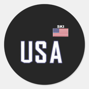 Sticker Rond Équipe de ski du drapeau américain Équipement de s