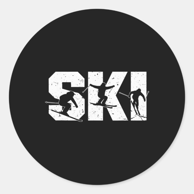 Sticker Rond Équipe de ski Freestyle Ski drôle extrême Sp (Devant)