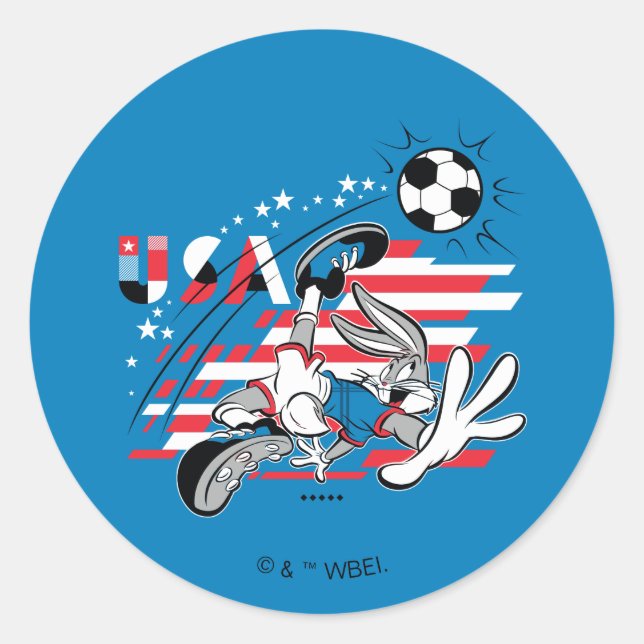 Sticker Rond Équipe de soccer USA de BUGS BUNNY™ Graphique (Devant)