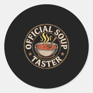 Sticker Rond Équipe de soupe rétro Taster Officiel Drôle Foodie