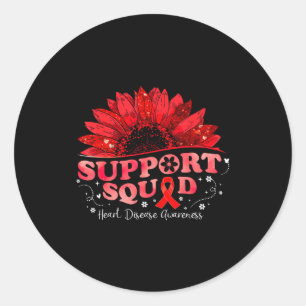 Sticker Rond Équipe de soutien à la maladie cardiaque Ruban rou