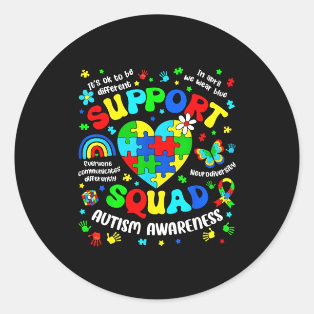 Sticker Rond Équipe de soutien casse-tête de sensibilisation à  (Devant)