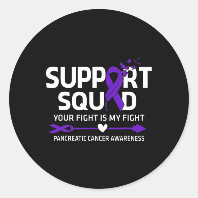 Sticker Rond Équipe de soutien du cancer pancréatique Cancer du (Devant)
