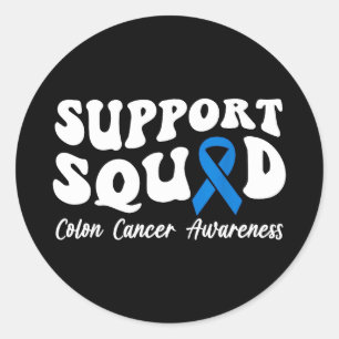 Sticker Rond Équipe de soutien du ruban bleu du cancer du côlon