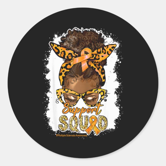 Sticker Rond Équipe de soutien féminin Afro Bun Méssy Léopard M (Devant)