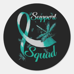 Sticker Rond Équipe de soutien guerrier Dragonfly Polycystic Re