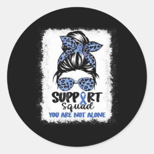Sticker Rond Équipe de soutien Messy Bun Blue Warrior Alopecia