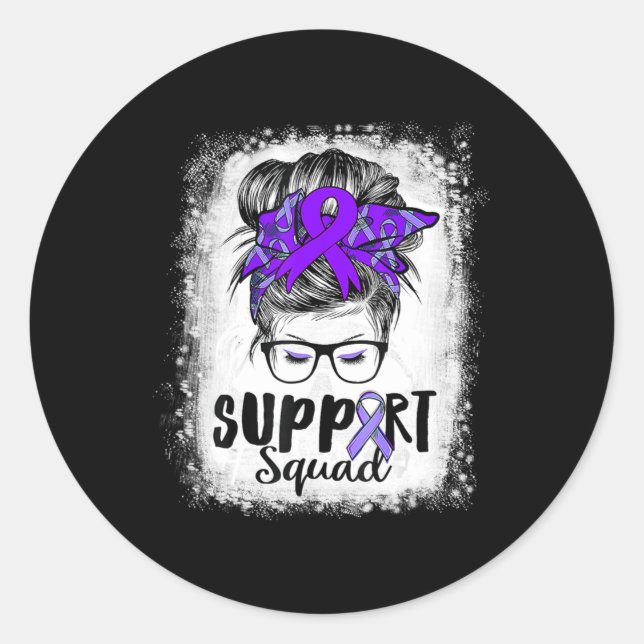 Sticker Rond Équipe de soutien Messy Bun Purple Warrior Epileps (Devant)